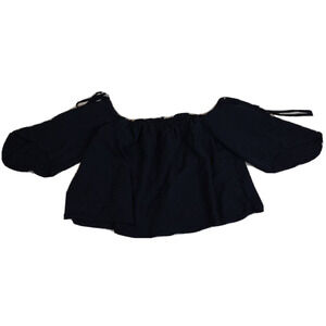 Merritt Charles Women Medium‎ Blouse Off Shoulder Black Shoulder Ties